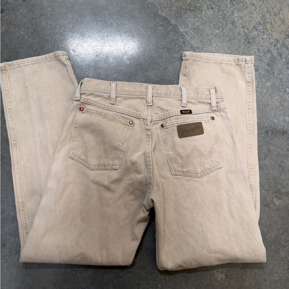Wrangler Tan Cotton Jeans with Branded Label